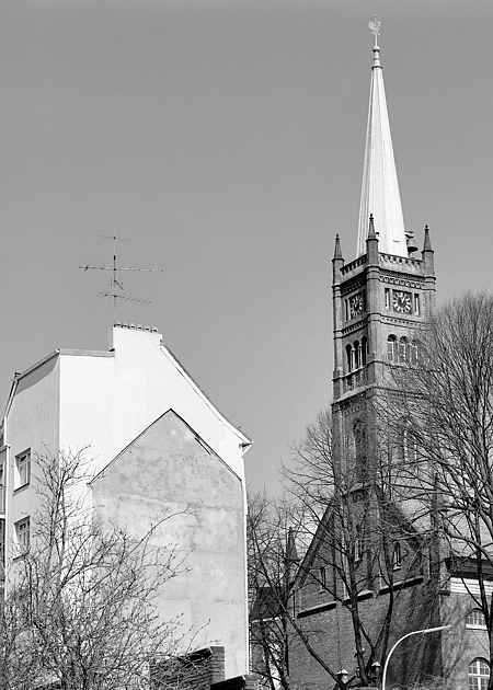 St. Pauli-Kirche, Ansicht von Südwesten, Hamburg-St. Pauli, Hamburg, Deutschland, März 1993